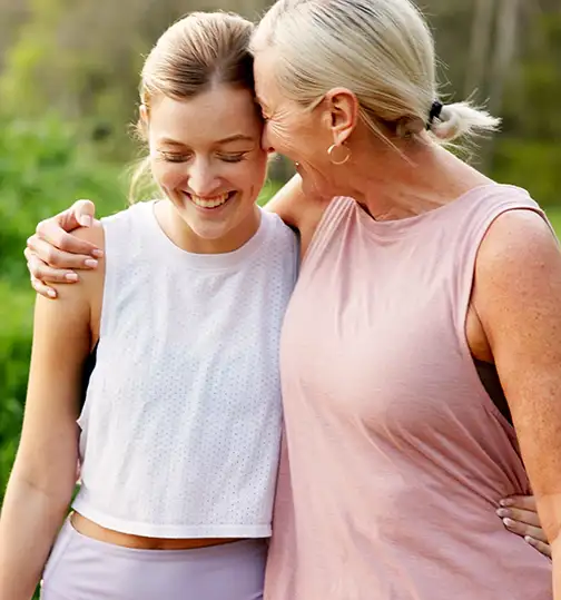 young woman with old woman